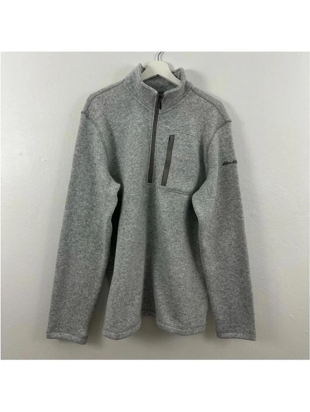 Eddie Bauer Men’s Grey Quarter-Zip Fleece Sweater Size XL
